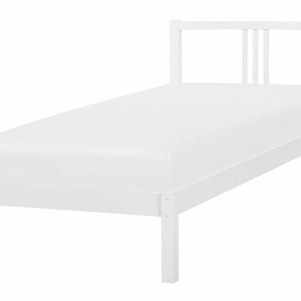 Wyld and Coco White Lacquered Solid Pine Single Bed Frame with Slatted Base, W/D/H: 90 x 200 cm – 2