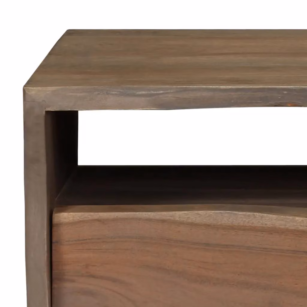 Berkfield Home Grey Solid Acacia Wood Coffee Table with Live Edges, W: 90 cm, D: 50 cm, H: 40 cm – 3