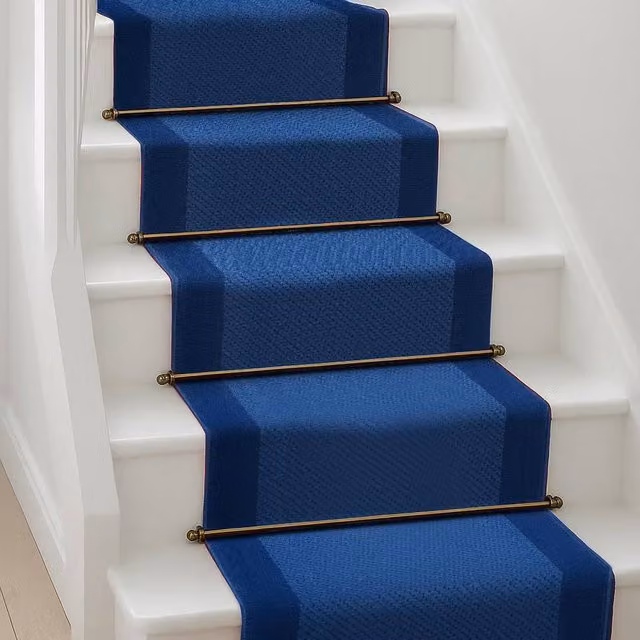 Bravich LTD Navy Blue Bordered Traditional Hallway Runner Rug, Non-Slip Low Pile, W: 60 cm, L: 360 cm