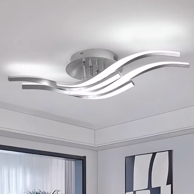 COMELY 32W Wave Design LED Ceiling Light in Silver with 6500K Cool White Light