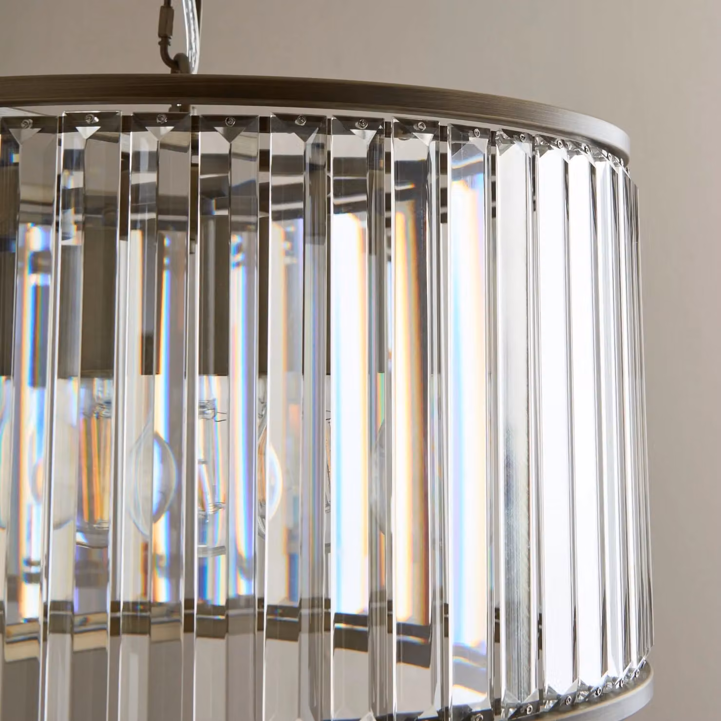 Pagazzi Resto Crystal and Antique Brass Pendant Ceiling Light in Gold – 2