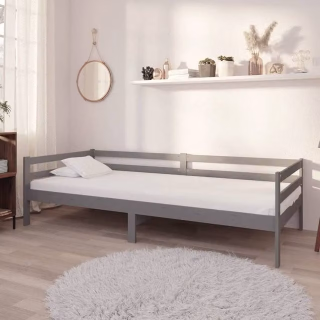 Berkfield Home Grey Solid Pinewood Day Bed W/D/H: 90 x 200 cm – 1