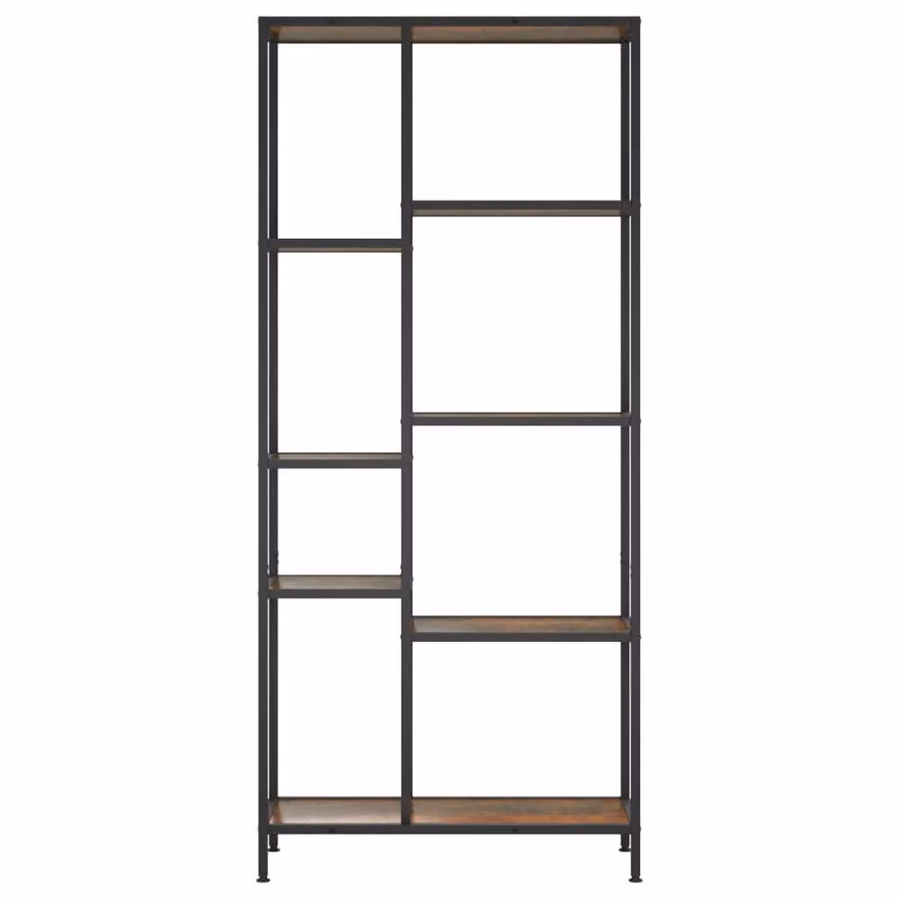 Berkfield Home Industrial Book Shelf in Brown Steel and Wood, W/D/H: 80 x 30 x 180 cm – 3