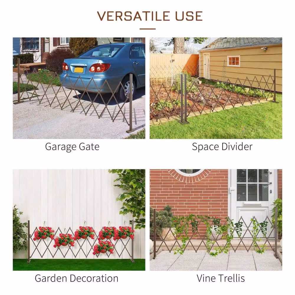NESTLUNE Brown Aluminium Alloy Movable Rectangular Freestanding Fence – 3