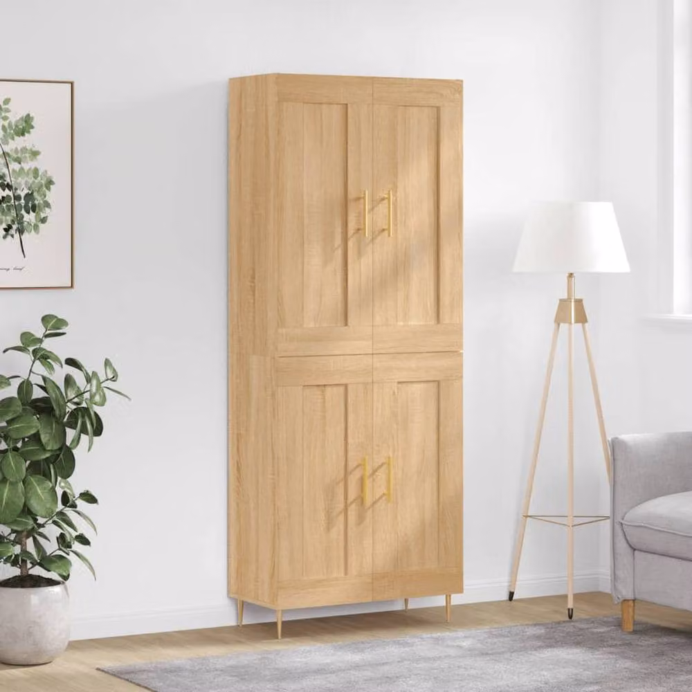 Berkfield Home Sonoma Oak Highboard in Light Brown, W/D/H: 69.5 x 34 x 180 cm – 2