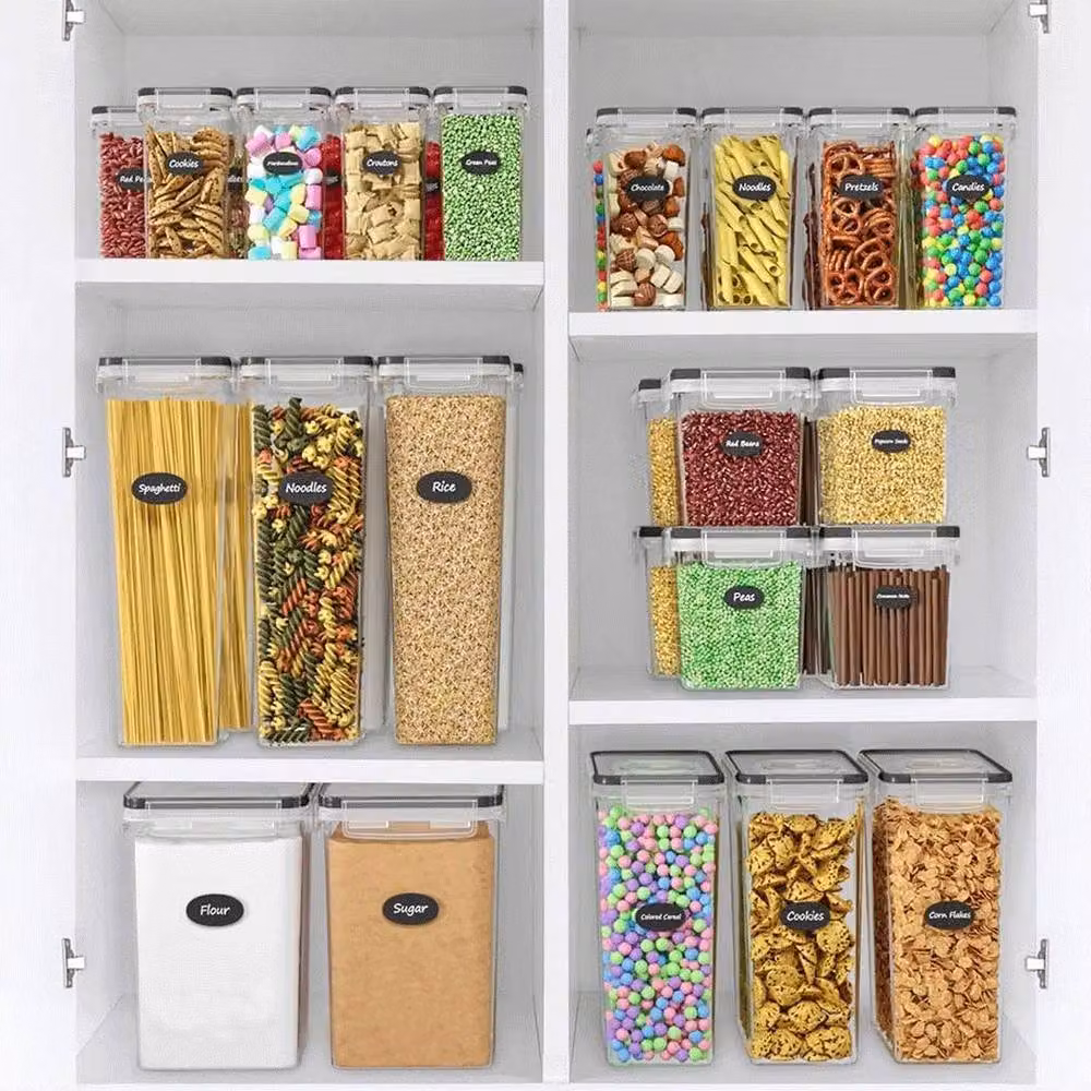 NESTLUNE Transparent Plastic Storage Box for Flour, Sugar, Tea, Cereal, Noodles and Nuts, W: 100 cm, D: 15 cm, H: 15 cm – 4