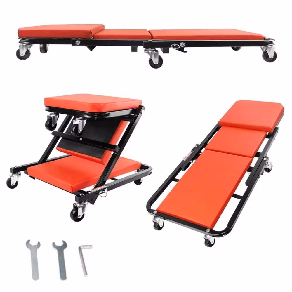 SPETLEK 2-in-1 Z-Type Padded Mechanics Creeper, Red and Multicolour, 150kg Capacity – 3