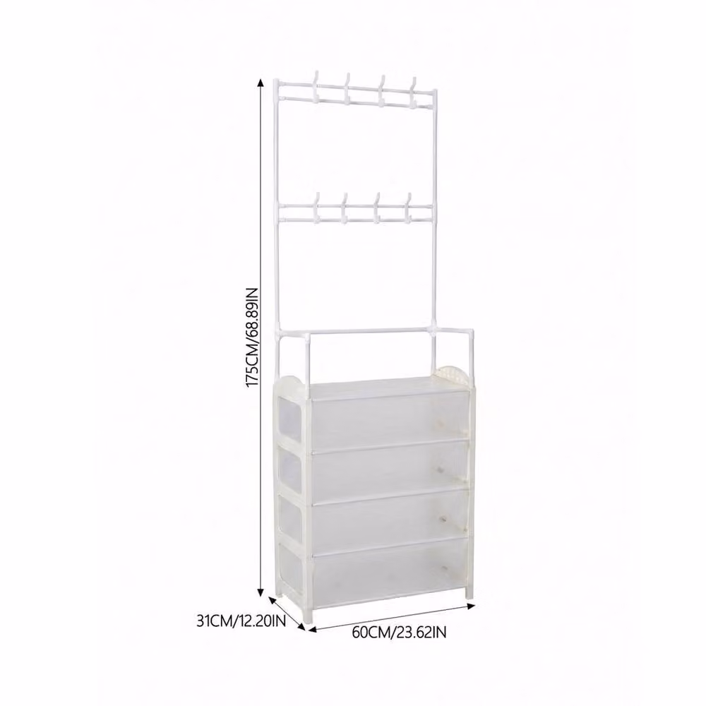 FORGEVIO White Coat and Hat Stand with 5 Dustproof Shelves, W/D/H: 60 x 31 x 175 cm – 2