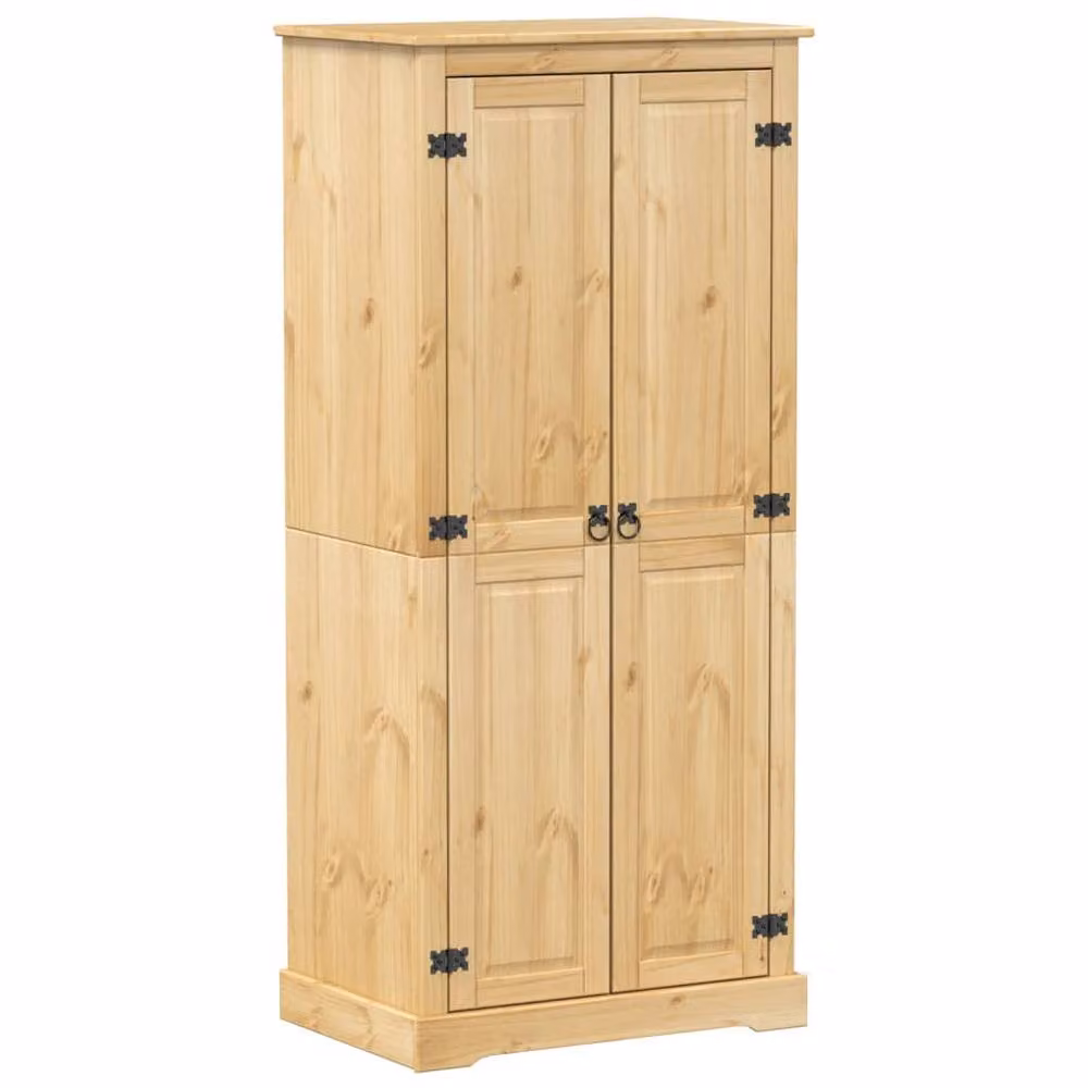 Berkfield Home Corona Wardrobe in Natural Solid Wood Pine, W/D/H: 76 x 50 x 170 cm – 2