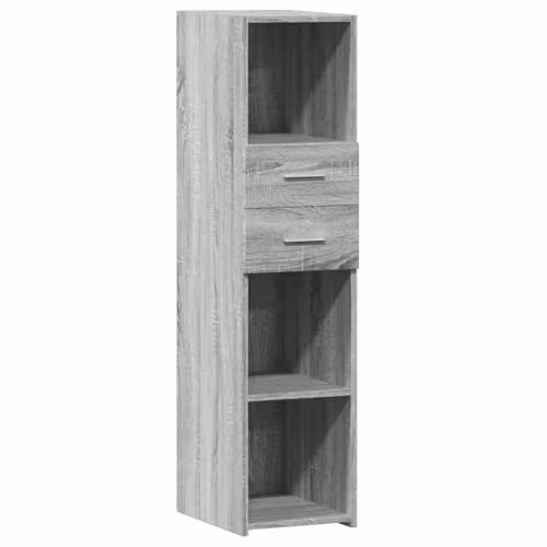 vidaXL Grey Minimalist Highboard in MDF, W/D/H: 30 x 42.5 x 124 cm