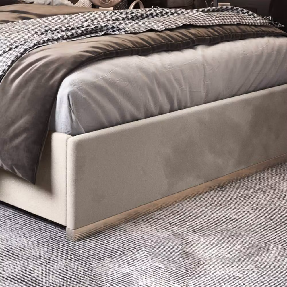 Casani Fleetwood Upholstered Velvet Designer Bed Frame in Cream and Beige, Size: 180 x 200 cm – 5