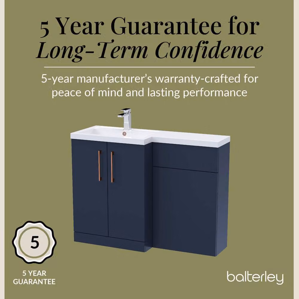Balterley Modern Left-Hand Vanity and WC Unit Combination in Matt Blue, W: 110 cm, H: 84 cm – 5