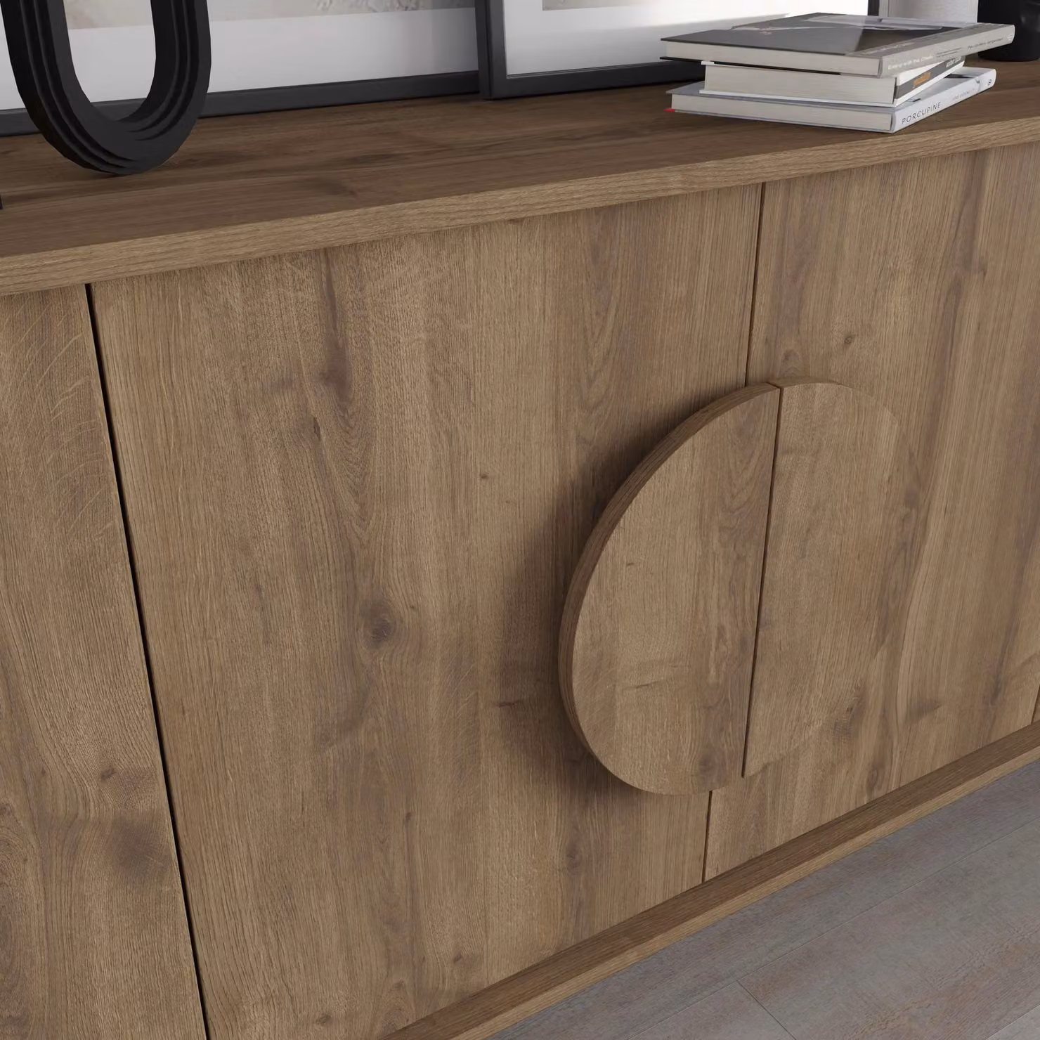 Decortie Gora 4 Door Modern Sideboard Storage Cabinet in Dark Brown with Metal Legs, Width: 180 cm – 3
