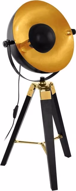 Loops Table Lamp in Black, Gold and Brass with Wood and Metal Finish, E27 60W Bulb Included – 1