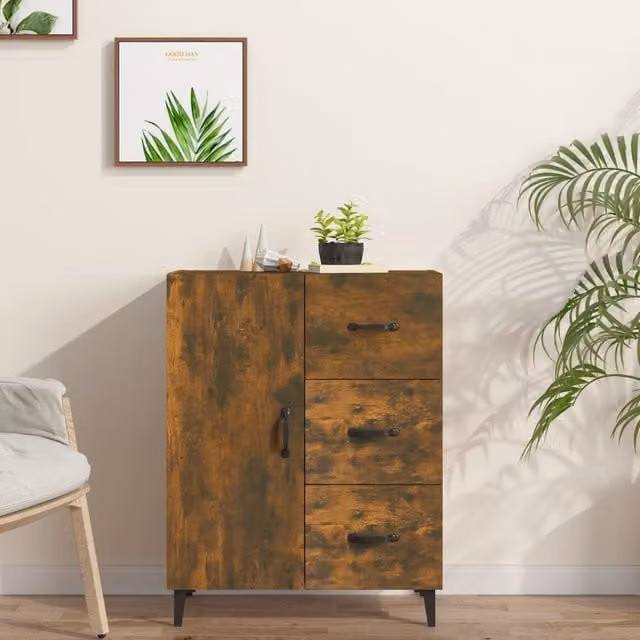 Berkfield Home Smoked Oak Sideboard in Brown, W/D/H: 69.5 x 34 x 90 cm – 1