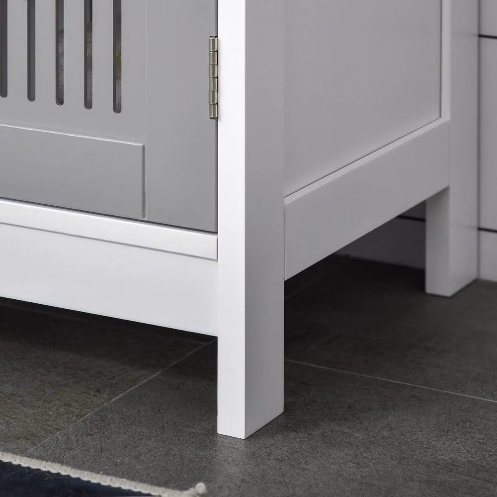 NESTLUNE Grey Modern Matt MDF Freestanding Bathroom Pedestal Under Sink Cabinet with Hinged Doors and Internal Shelves – 4