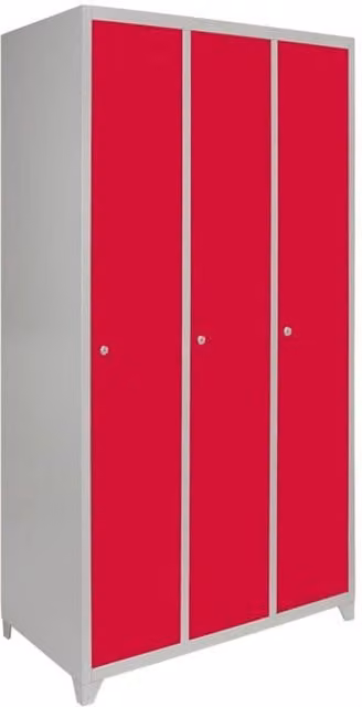 Monstershop Metal Storage Lockers with Three Hinged Doors, Red, H 180 x W 90 x D 50 cm – 1