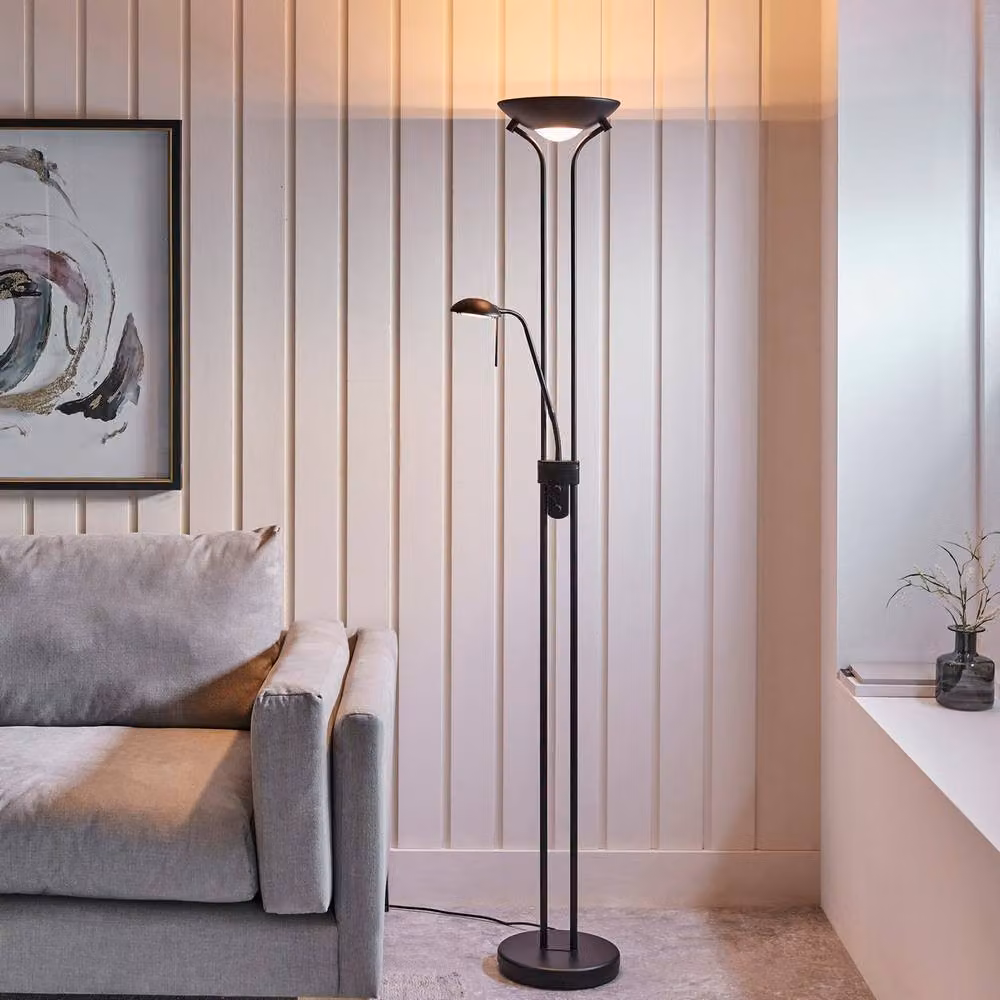 Netlighting Rome Mother and Child Floor Lamp in Matt Black with Opal Glass and R7s Bulb – 2
