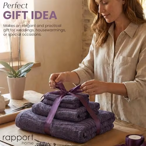 Rapport Home Safari 6-Piece Cotton Towel Bale Set in Purple, 500gsm – 6
