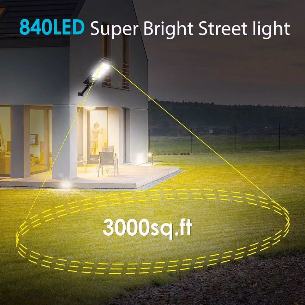 FLAVORA 3000W 840 LED Solar Street Light with Motion Sensor and Remote Control, Black – 4