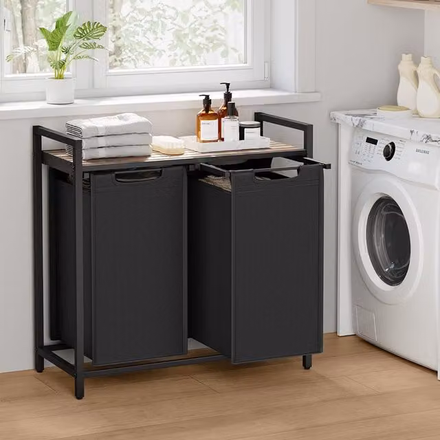 VASAGLE Laundry Sorter with 2 Compartments and Removable Bags in Black