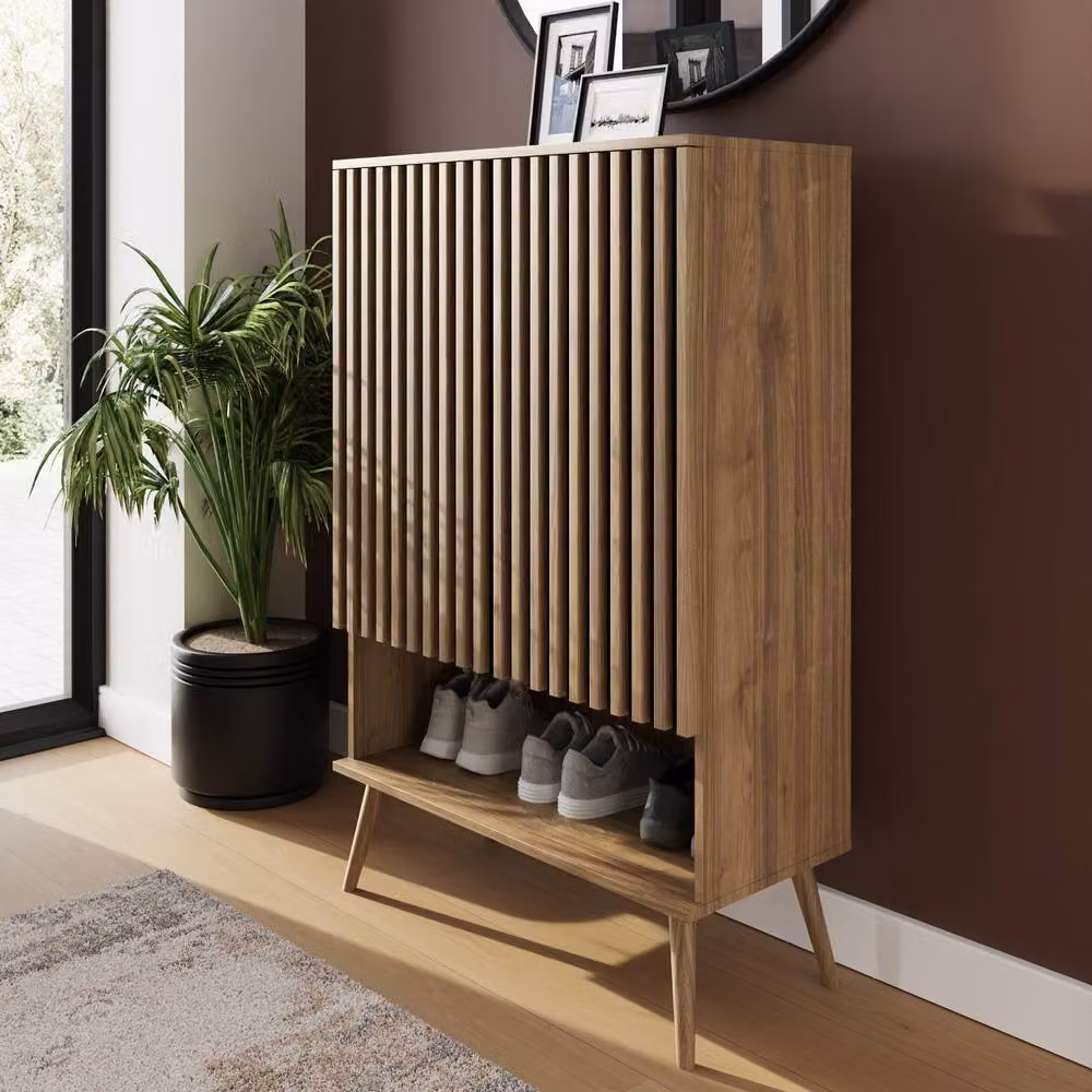 GFW Rowan Modern Multi Unit Storage Cabinet in Brown Oak, W/D/H: 123.0 x 32.5 x 76.7 cm – 2