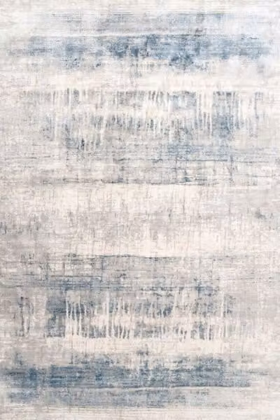 Kukoon Abstract Modern Distressed Rug in Silver, Grey, Blue and Beige, W: 160 cm, D: 230 cm