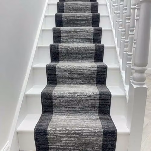 runrug Soft and Durable Machine Woven Stair Runner in Dark Grey Morning Mist, W: 70 cm, L: 600 cm, Thickness: 9 mm – 3