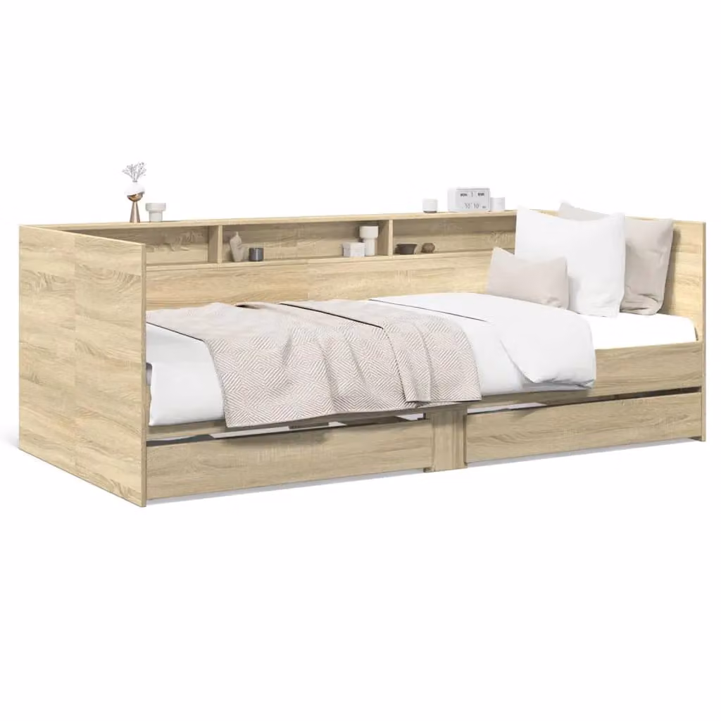 Berkfield Home Sonoma Oak Daybed with Drawers in Brown, W/D/H: 90 x 200 cm – 2