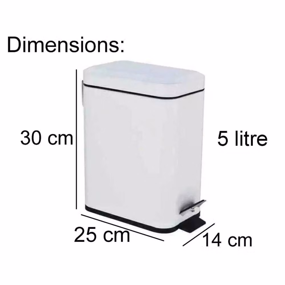 NESTLUNE White Slim Stainless Steel 5L Pedal Bin, H 100 cm x W 15 cm x D 15 cm – 2