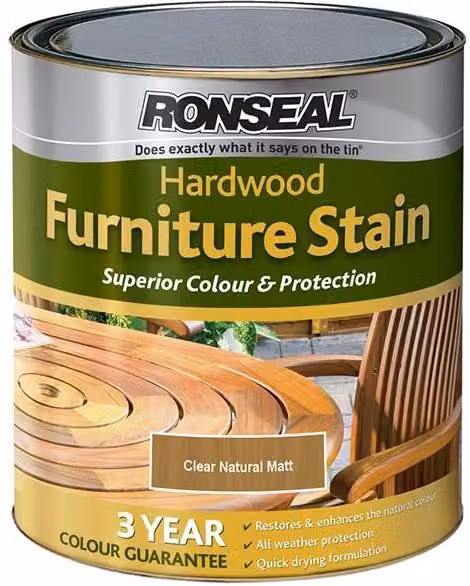 Ronseal Ultimate Protection Hardwood Garden Furniture Stain, Transparent Matt, 0.75 l – 3