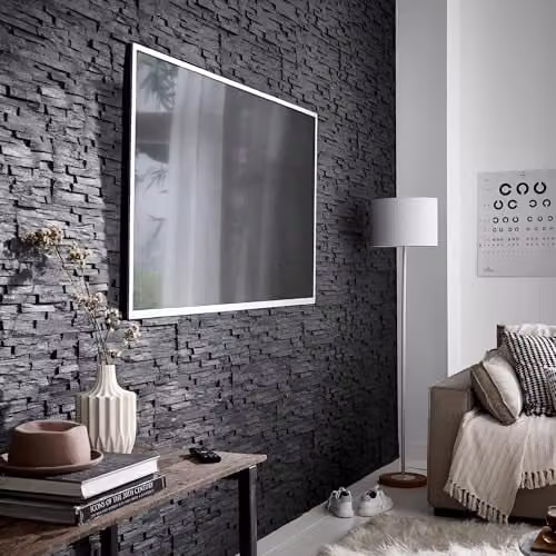 Wallsupply Ultralight Benevento Stone 3D Media Wall Panels, 30pcs, 3.15m2, Black Stone Polystyrene Tiles – 1
