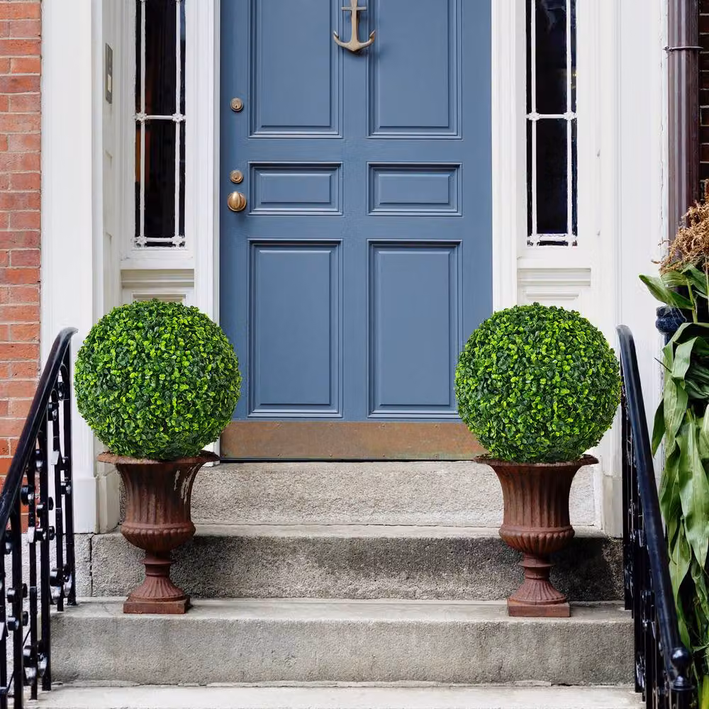 Costway 2-Piece Green Artificial Topiary Ball Faux Trees, Diameter: 40 cm – 3