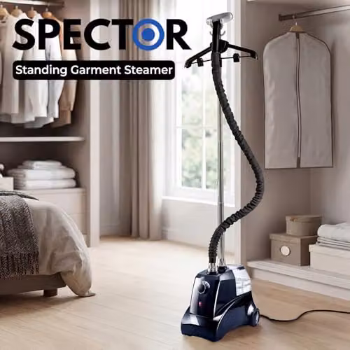 Spector 2200W Professional Standing Clothes Steamer with 3.3L Detachable Water Tank and Adjustable Pole in Blue or Black – 7