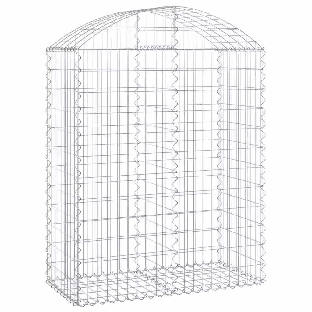 Berkfield Home Arched Gabion Basket in Silver Galvanised Steel, W: 100 cm, D: 50 cm, H: 120-140 cm