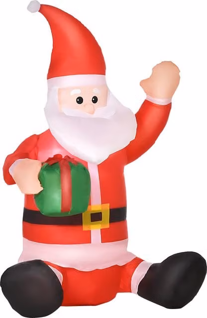 HOMCOM Multicolour Inflatable Santa Claus Christmas Outdoor Decoration with LED Light – 1