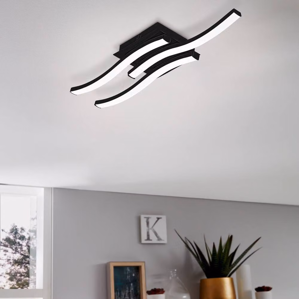 Eglo Cabezas-E 3-Flame LED Wall and Ceiling Light in Black Metal and Plastic with 4000K Cool White Light – 2