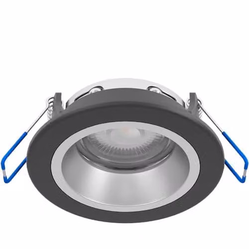 Loops Modern LED Ceiling Spotlight in Black and Silver with Adjustable GU10 Bulb for Bedroom, Living Room and Hallway – 1