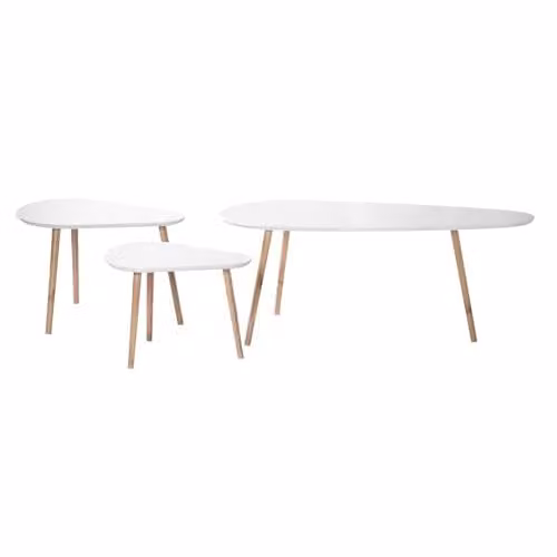 Calicosy Set of 3 Nesting Tables in White and Wood – 1