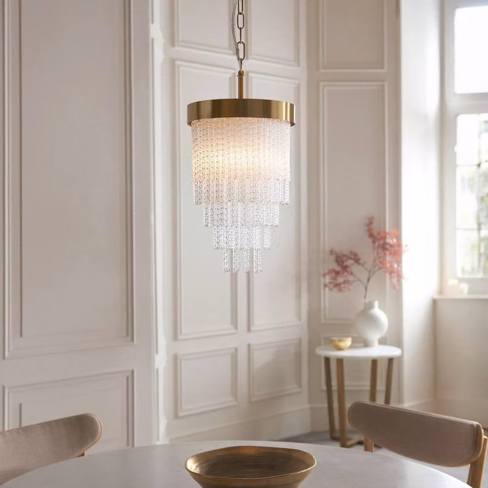 Netlighting Anistoria Pendant Light with Transparent Glass and Gold Brass Finish, E27, Height Adjustable and Dimmable – 2