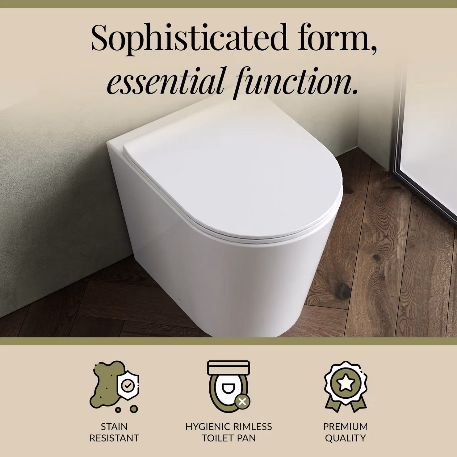 Balterley Round Rimless Back to Wall Toilet Pan with Soft Close Seat, White, W/D/H: 36.5 x 50 x 41.7 cm – 2