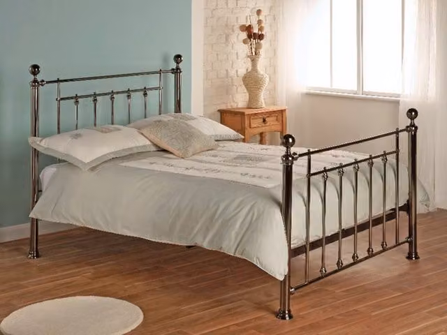Limelight Virgo Modern Metal Bed Frame in Black, W/D/H: 140 x 200 x 135 cm