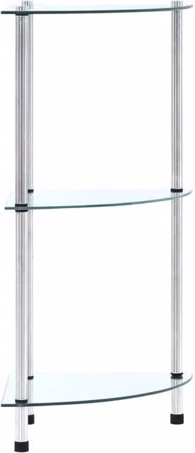 Berkfield Home 3-Tier Transparent Tempered Glass and Metal Shelf, W/D/H: 30 x 30 x 67 cm