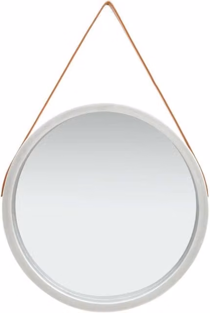Berkfield Home Round Retro Wall Mirror with Strap, Silver, Diameter: 60 cm