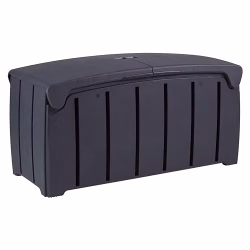 Strata Large Weatherproof Garden Storage Box with Butterfly Opening, Black and Grey, W: 115 cm, D: 56 cm, H: 60 cm – 2
