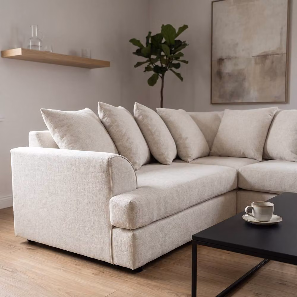 Abakus Direct Ferguson Relaxed Linen L-Shape Corner Sofa in Beige – 2