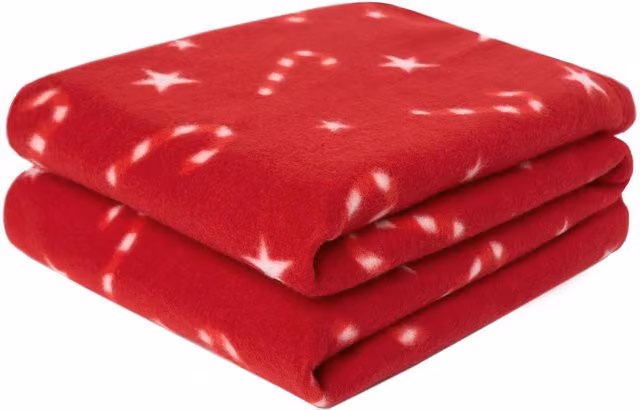 OHS Candy Cane Christmas Polar Fleece Throw in Red and White