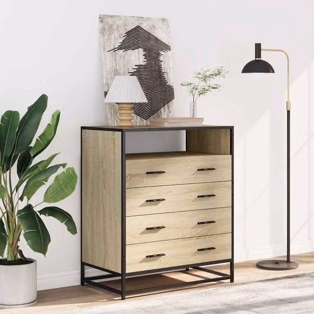 Berkfield Home Elegant Drawer Cabinet in Sonoma Oak, Beige, W/D/H: 70 x 41 x 83.5 cm