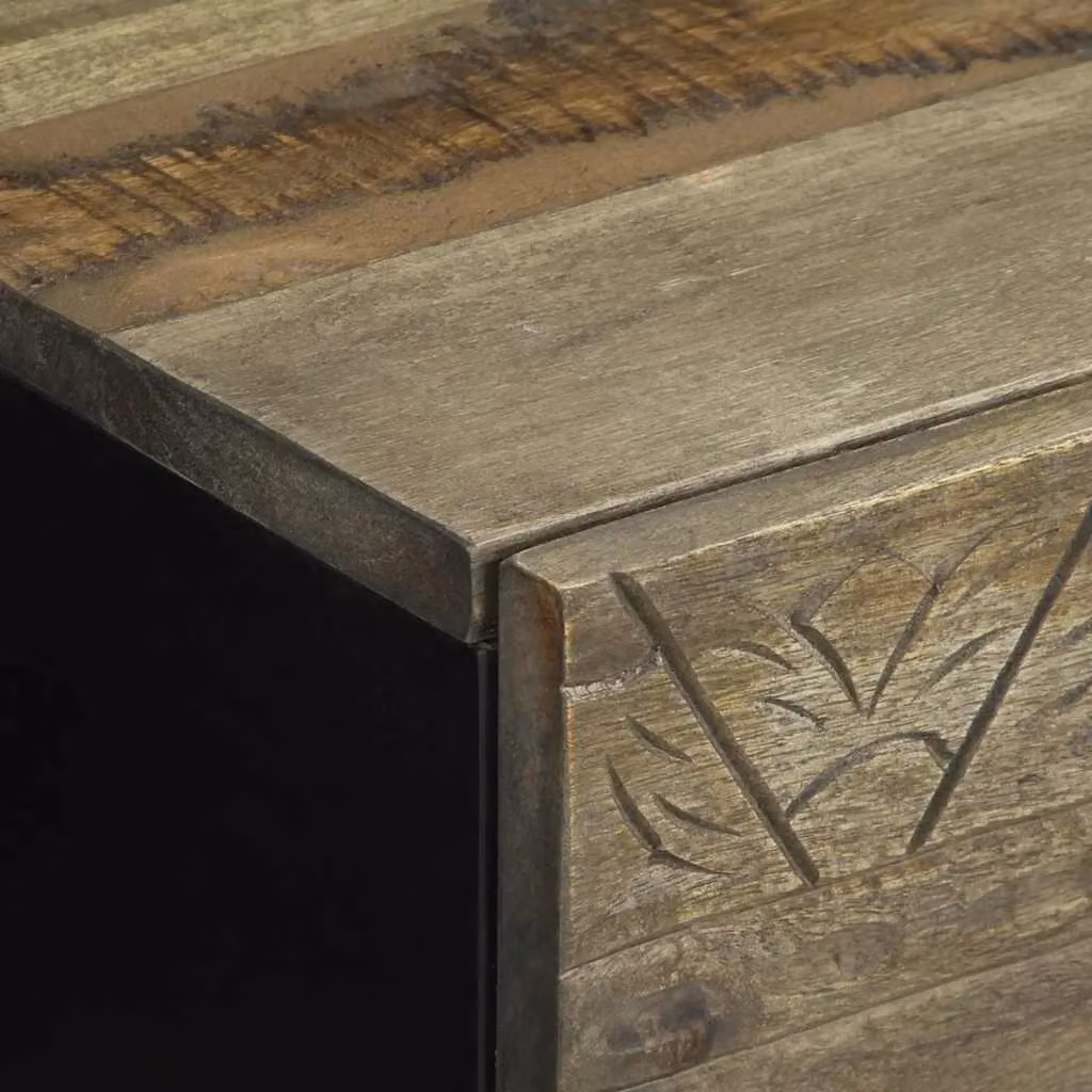 Berkfield Home Set of 2 Light Grey Mango Wood Bedside Cabinets, W/D/H: 40 x 33 x 46 cm – 6