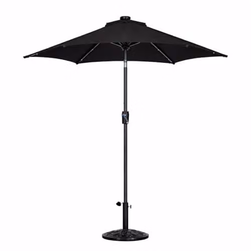 Jack Stonehouse JSH 2.7m Straight Garden Parasol in Black with UPF 50+ Protection and Tilt Function – 1